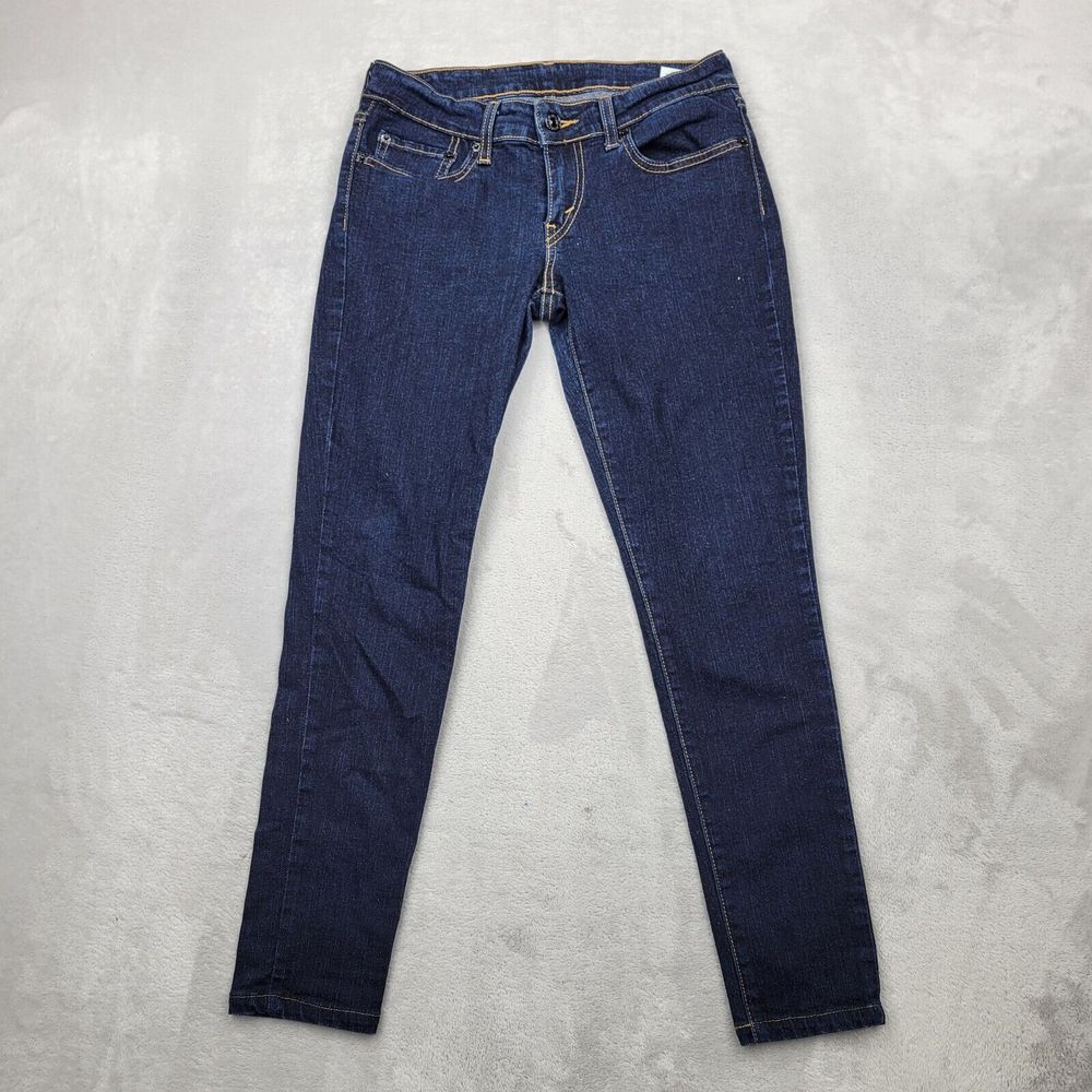 Levis Jeans Womens‎ 7M Blue Cotton Stretch Denim Pants Skinny Slim Dark Mid Zip
